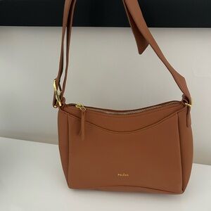 Polene Brown Leather Shoulder Bag with Gold Hardware